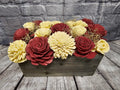 Wine & Ivory Sola Wood Floral Arrangement in Rustic Wooden Planter