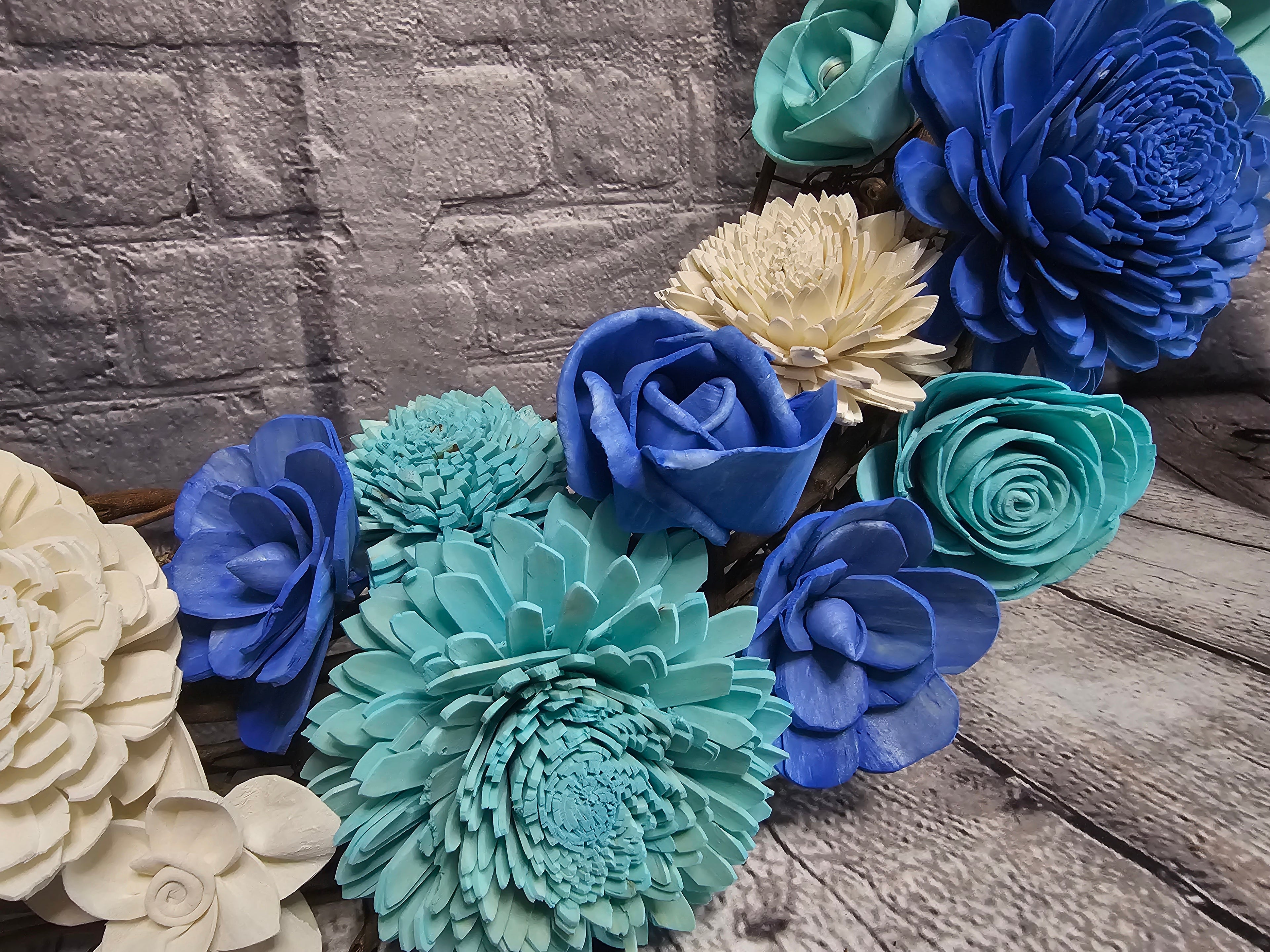 Blue & Ivory Sola Wood Grapevine Wreath | Handmade Forever Floral Door Wreath