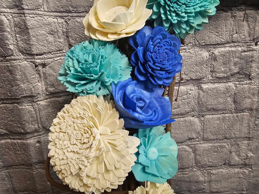 Blue & Ivory Sola Wood Grapevine Wreath | Handmade Forever Floral Door Wreath